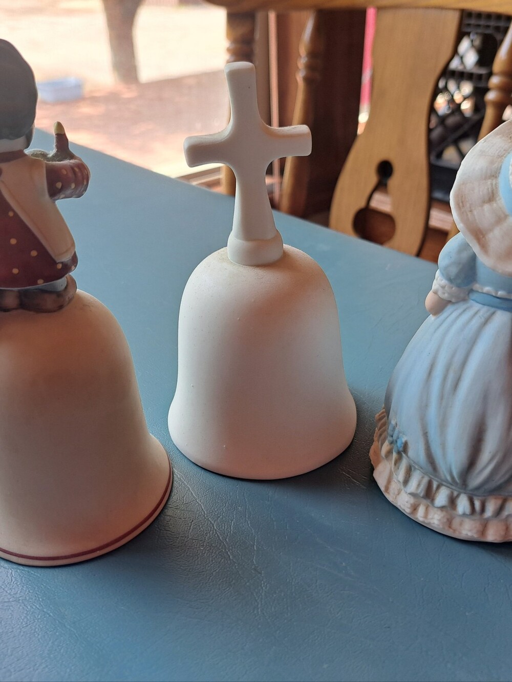 White Ceramic Cross Bell Home Accent